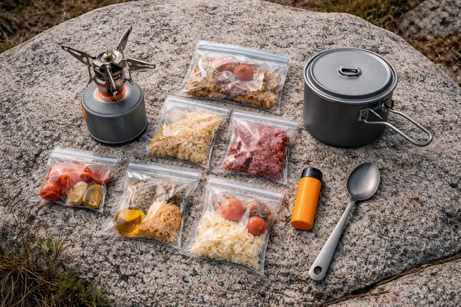 Installation de bivouac en montagne, illustration pour choisir et installer son abri sous la pluie