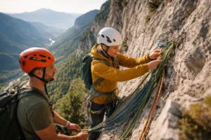 Première grande voie : guide pas-à-pas pour grimper en sécurité