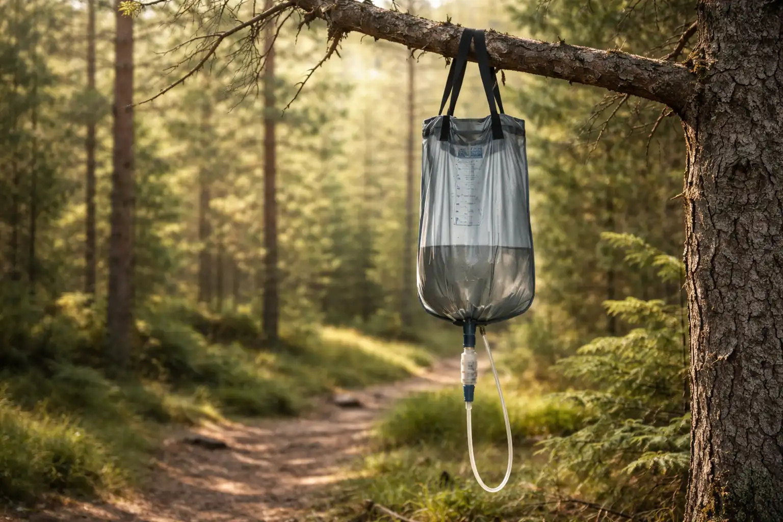 Filtre à gravité suspendu ouvert pour séchage à l'air libre après utilisation