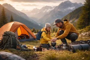 Bivouac avec un enfant en 2026 : sécurité, rythme et matériel adapté — illustration Aventico
