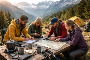 Organiser un trek entre amis sans conflit : rôles et budget en 2026 — illustration Aventico