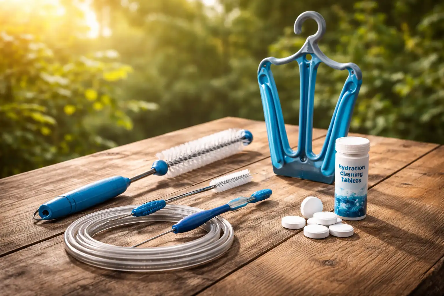 Poches d'hydratation : guide complet de nettoyage, hygiène et goût — Matériel nécessaire pour un nettoyage e
