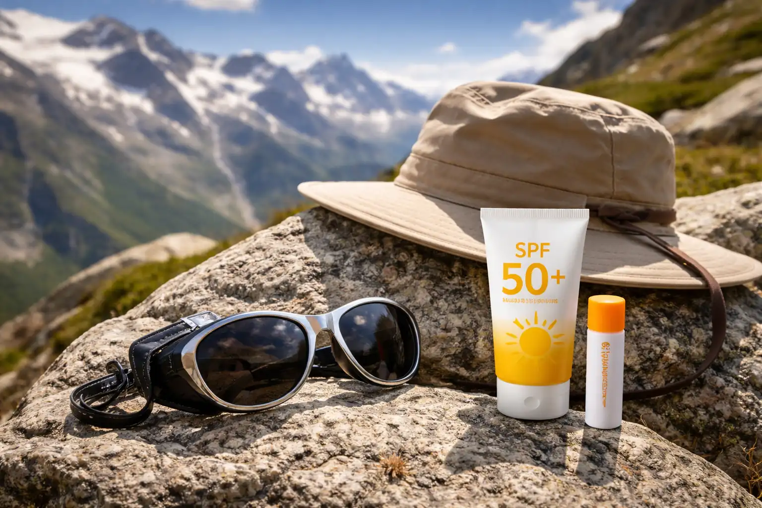Se protéger du soleil en altitude : crème, lunettes et brûlures — L'équipement essentiel : crème, lunett